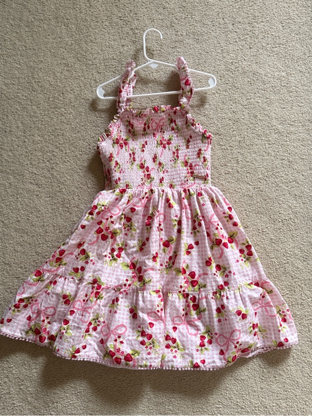 Tahari Pink Strawberry-Print Tiered Sundress